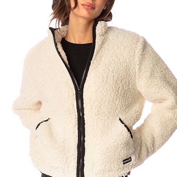 Ivory Sail Zip-Up Sherpa Jacket size L - Picture 2 of 4